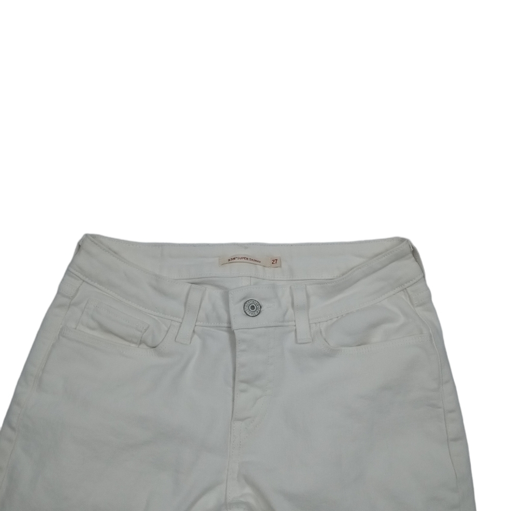 Levi 535 Super Skinny White Raw Hem Jeans Size 27 - Picture 3 of 8